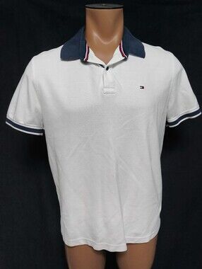 Tommy Hilfiger White Polo with Navy Contrast Collar